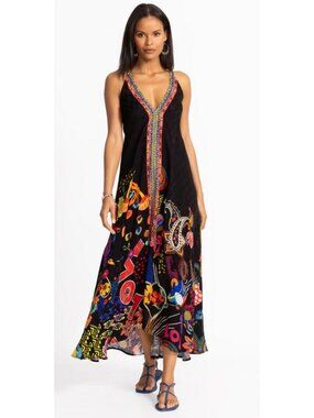 NWT Johnny Was Eva Maxi Dress Floral Boho Black Size S $375 [jb]